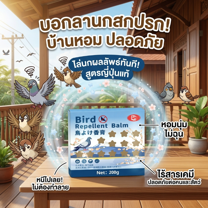 ไล่นกง่ายๆ ก้อนไล่นก 200g ไล่นกพิราบ ไล่นกกระจอก ใช้งานได้นาน วางตามจุดที่ต้องการ ไม่ต้องฉีดพ่น