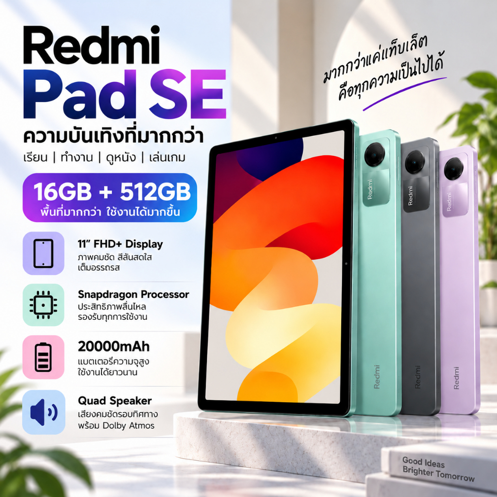 Pad SE Lite 5G แท็บเล็ตจอใหญ่ 12 นิ้ว RAM 16GB ROM 512GB Android 13 รองรับซิม WiFi ใช้งานลื่น