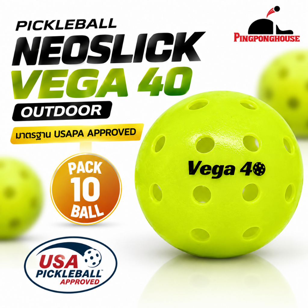 ลูก PICKLEBALL NeoSlick VEGA 40 (10ลูก) สำหรับ OUTDOOR มาตรฐาน USAPA APPROVED I ร้านปิงปองเฮาส์ Pingponghouse