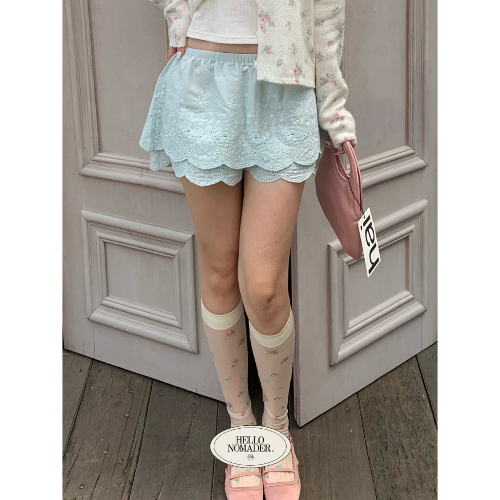 NOMADE.& พร้อมส่ง The nomade society mint skort {กระโปรงกางเกงชายหยักสีมิ้น}