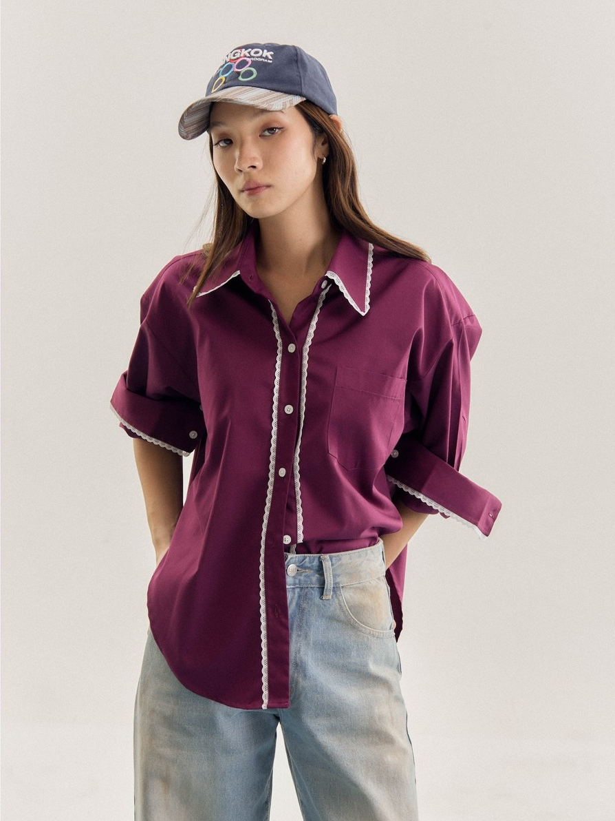 ENDOFMARCH | COPEN LACE SHIRT เสื้อเชิ้ตขอบลูกไม้ (ลูกไม้ส่วนปกกับกระดุมจะต่างกัน)