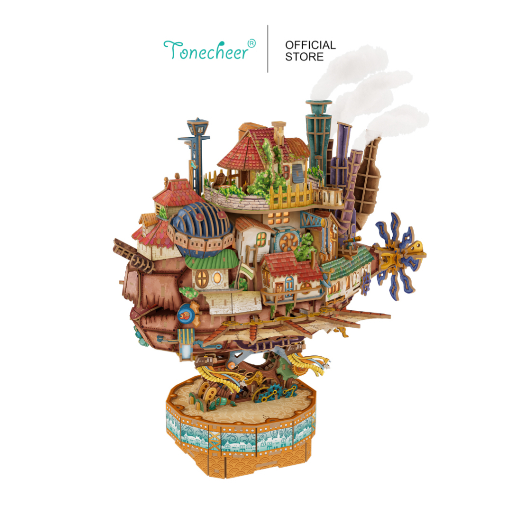 Tonecheer โทนเชียร์ ตัวต่อไม้สามมิติ วอล์คกิ้งแคเซิล diy transmission model TQ434 Walking Castle