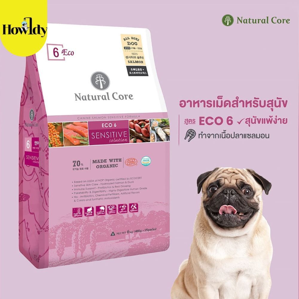 Natural Core ECO6 Salmon อาหารสุนัข สูตรเนื้อปลาแซลมอน ขนาด 2-2.4กก.