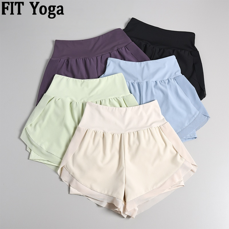 FitYoga ใหม่ กางเกงวิ่งเอวสูง กางเกงฟิตเนส แห้งเร็ว ระบายอากาศได้ดี ปิดเป้าและยืดขา