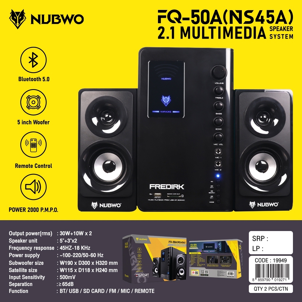 NUBWO ลำโพงคอมพิวเตอร์ NS-45A FREDIRK 2.1 Multimedia System