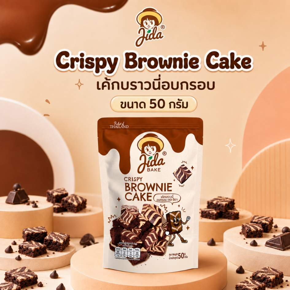 Jida Bake 50 g เค้กบราวนี่อบกรอบ | Crispy Brownie Cake