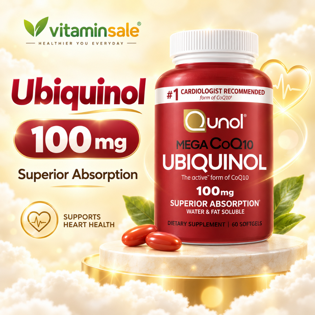 Ubiquinol CoQ10 Qunol 100mg Mega CoQ10 สูตร Active Form 60 Softgels