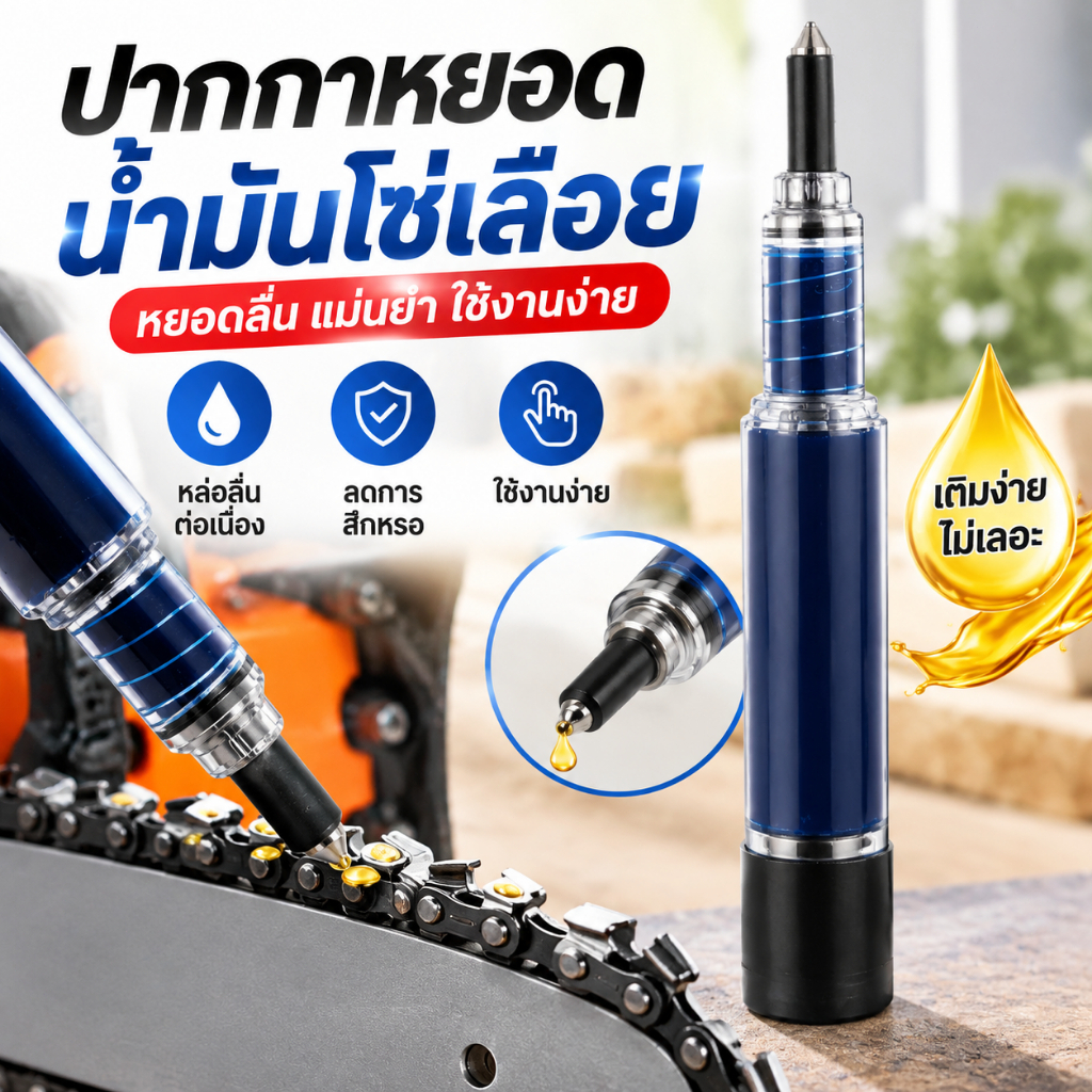 หลอดอัดจาระบีสำหรับบาร์เลื่อย ปากกาจ่ายจาระบี เติมง่าย ใช้งานสะดวก ช่วยหล่อลื่น ลดการสึกหรอ สำหรับเลื่อยโซ่