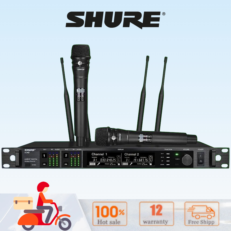 Shure AD4D/KSM8 Stage ระบบไมโครโฟนไร้สาย, ไมโครโฟนไร้สาย UHF 2 ช่อง, ไมโครโฟนไร้สายแบบโลหะ