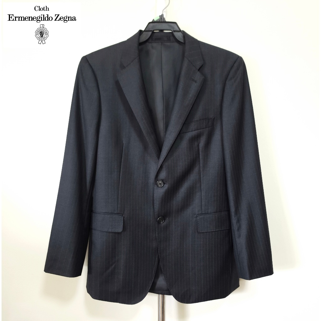 เสื้อสูทผ้า Ermenegildo Zegna สีเทาดำ อก 39 นิ้ว มือสอง