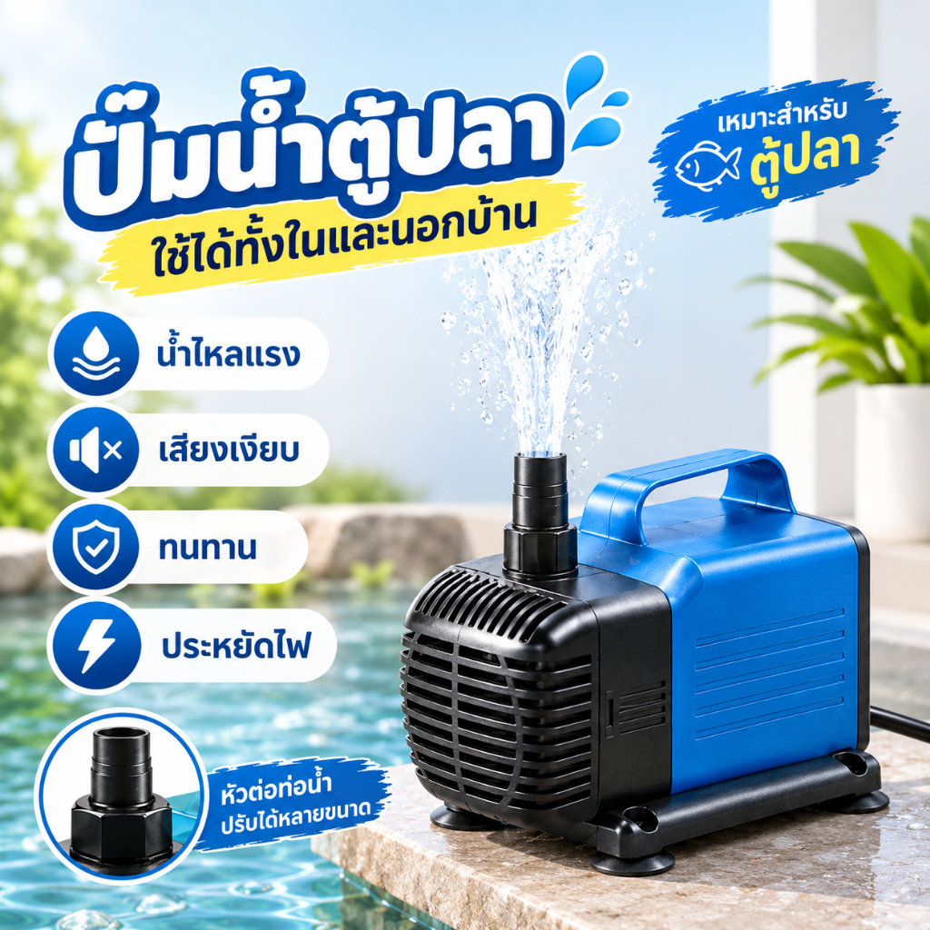 ปั๊มน้ำตู้ปลา ปั๊มจุ่มกำลังแรง เสียงเงียบ น้ำหมุนเวียนดี วัสดุแข็งแรง ใช้งานได้นาน สำหรับตู้ปลาทุกประเภท