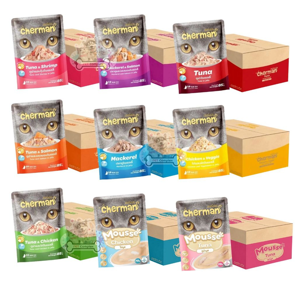 [ยกลัง] Cherman pouch อาหารแมวเปียกเชอร์แมน ยกลัง 48 ซอง พร้อมส่ง