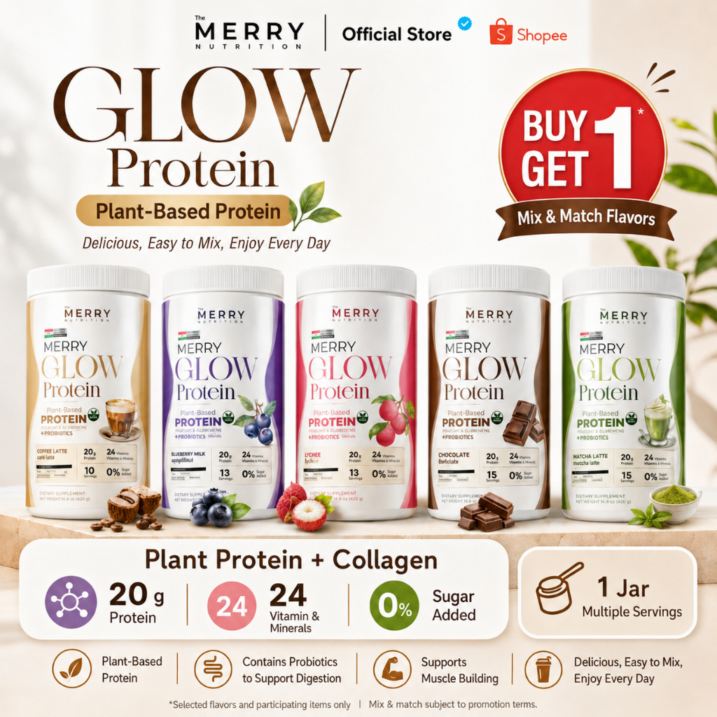 [Buy 1 Get 1 Free] Merry Glow Protein Plant-Based Protein: Soy-Free, 20 g Protein, Collagen