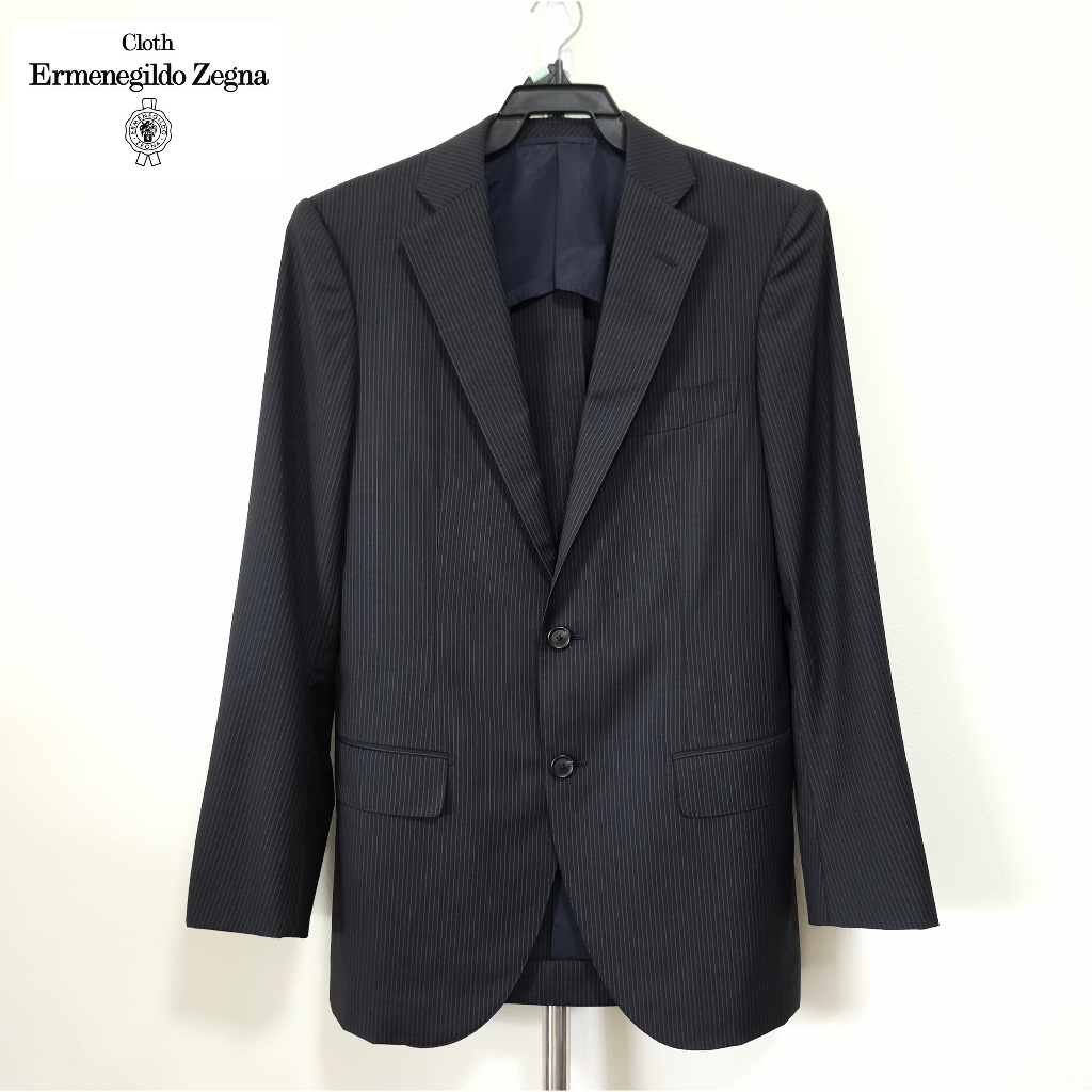 เสื้อสูทผ้า Ermenegildo Zegna สีเทาเข้ม อก 38 นิ้ว มือสอง