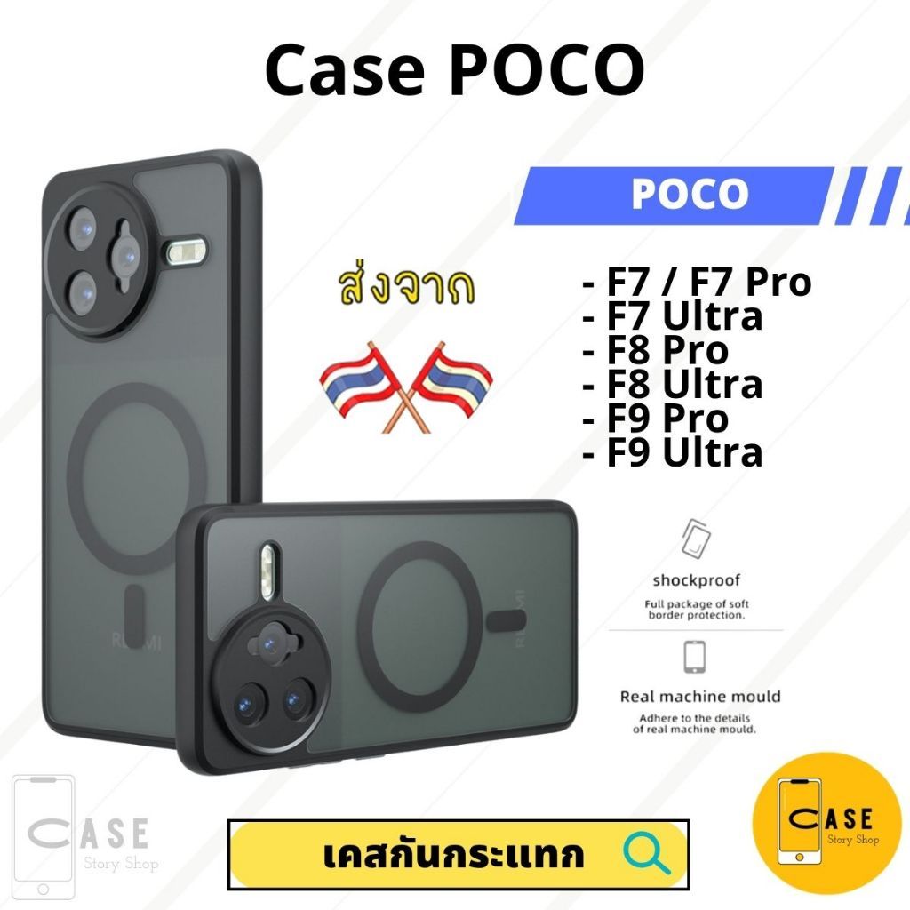 เคส POCO F7 Pro / F7 Ultra / F8 Pro / F9 Pro / Ultra เคสแม่เหล็ก กันกระแทก ฝาหลังแข็ง Frosted Case