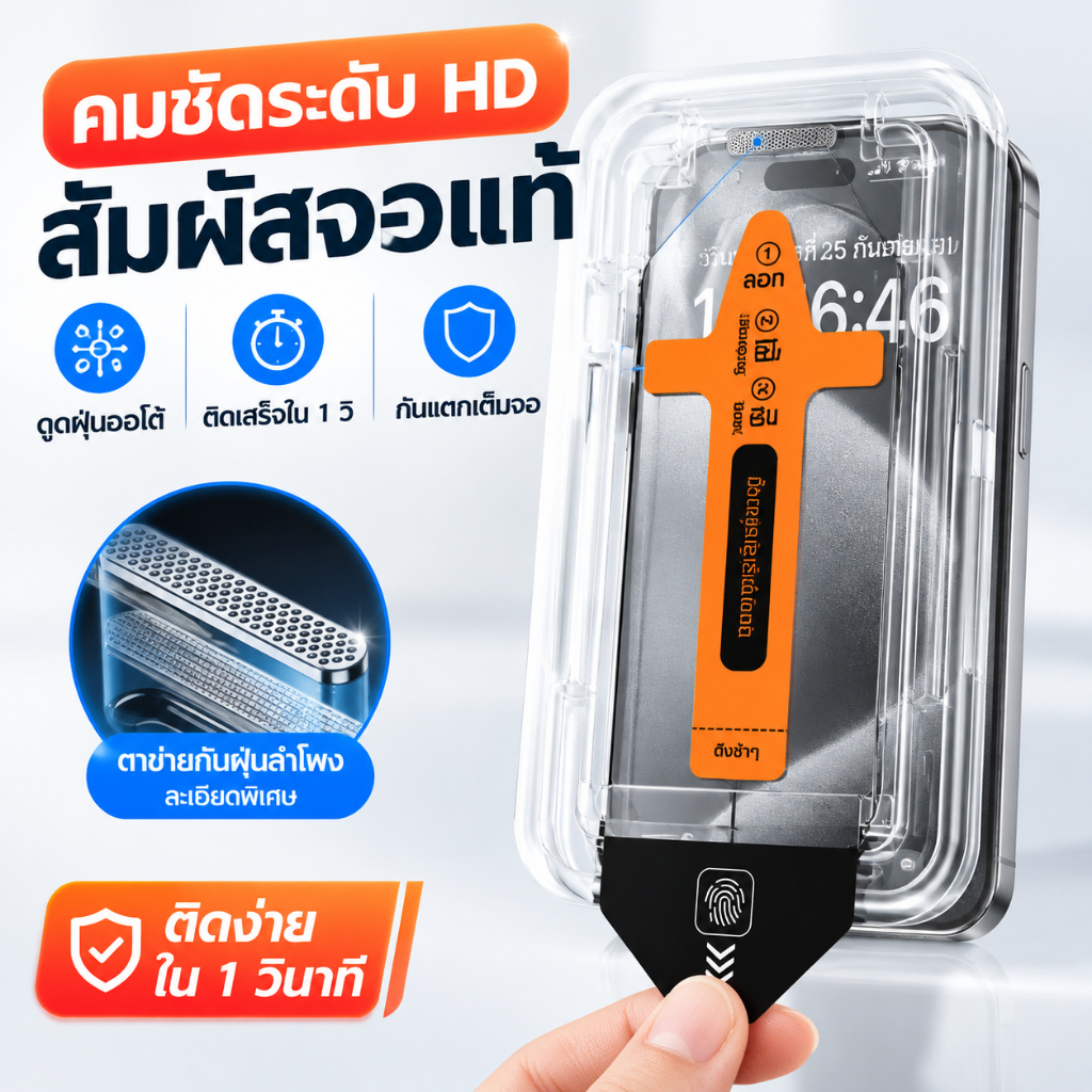 ฟิล์มกระจก เต็มจอ สำหรับ iPhone กันมองกันเสือก PVT รุ่น 18PROMAX 17 16 15 14 Pro Max 13 #D1