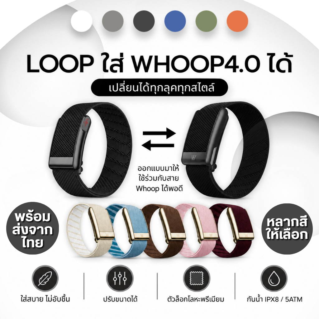 【⚠️WHOOP4.0และLOOPเท่านั้น!!!!🔥พร้อมส่ง🔥รุ่นฮิต🔥 สาย Whoop 4.0 +โลโก้W🇺🇸 สายWhoop 4.0 (Whoop5.0 ใส่ไ