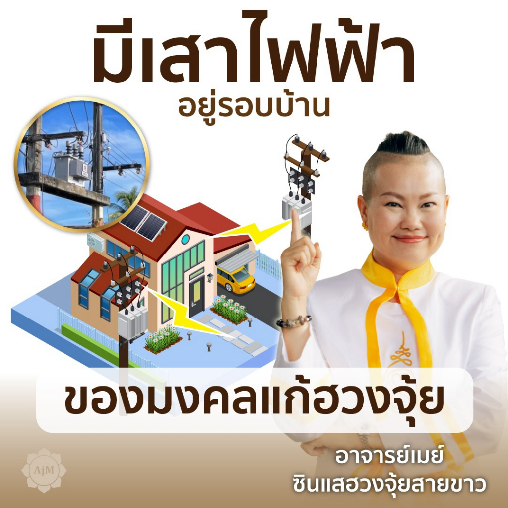 AJANMAY โมบายฮวงจุ้ยนกคุ้ม สำหรับบ้านมีเสาไฟฟ้าหน้าบ้าน หม้อแปลง แก้ฮวงจุ้ยบ้าน รุ่นเงินไหลมา