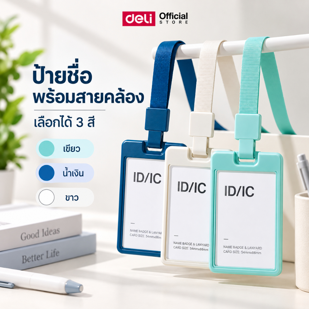 ที่ใส่บัตร Deli กล่องใส่บัตรพนักงานแนวตั้ง สีสันมินิมอล น่าใช้งาน ใช้ได้กับคีย์การ์ดคอนโด บัตรรถไฟฟ้า(แพ็ค 1 ชิ้น)
