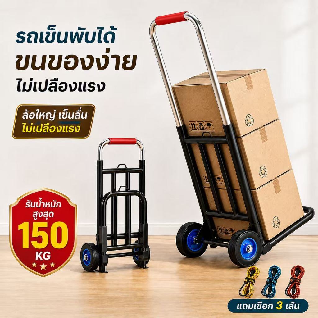 รถเข็นพับได้ รถเข็นของ รถเข็น 2ล้อ รถเข็นอเนกประสงค์ ล้อแข็งแรง พับเก็บง่าย พกพาสะดวก สำหรับขนของ ซื้อของ ใช้ในบ้าน