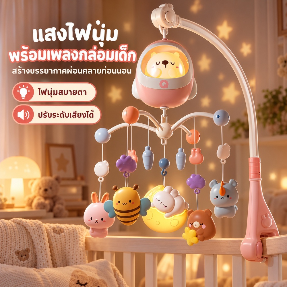 LionToys موبايل سرير بإضاءة و160 أغنية — صورة 3