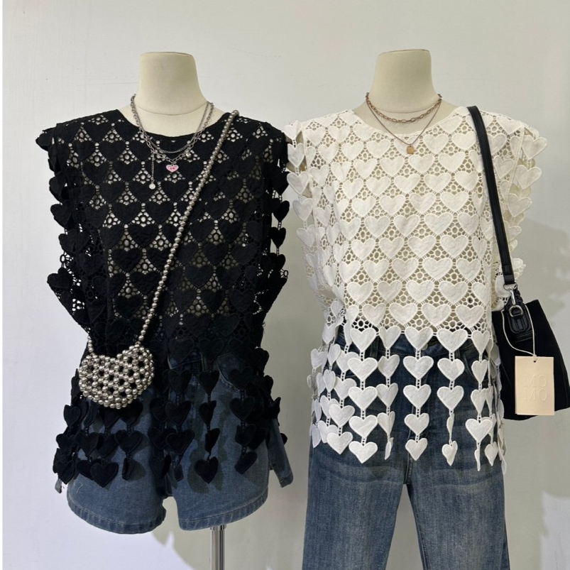 M2355 เสื้อฉลุลายหัวใจสุดคิวท์จาก sis2sis