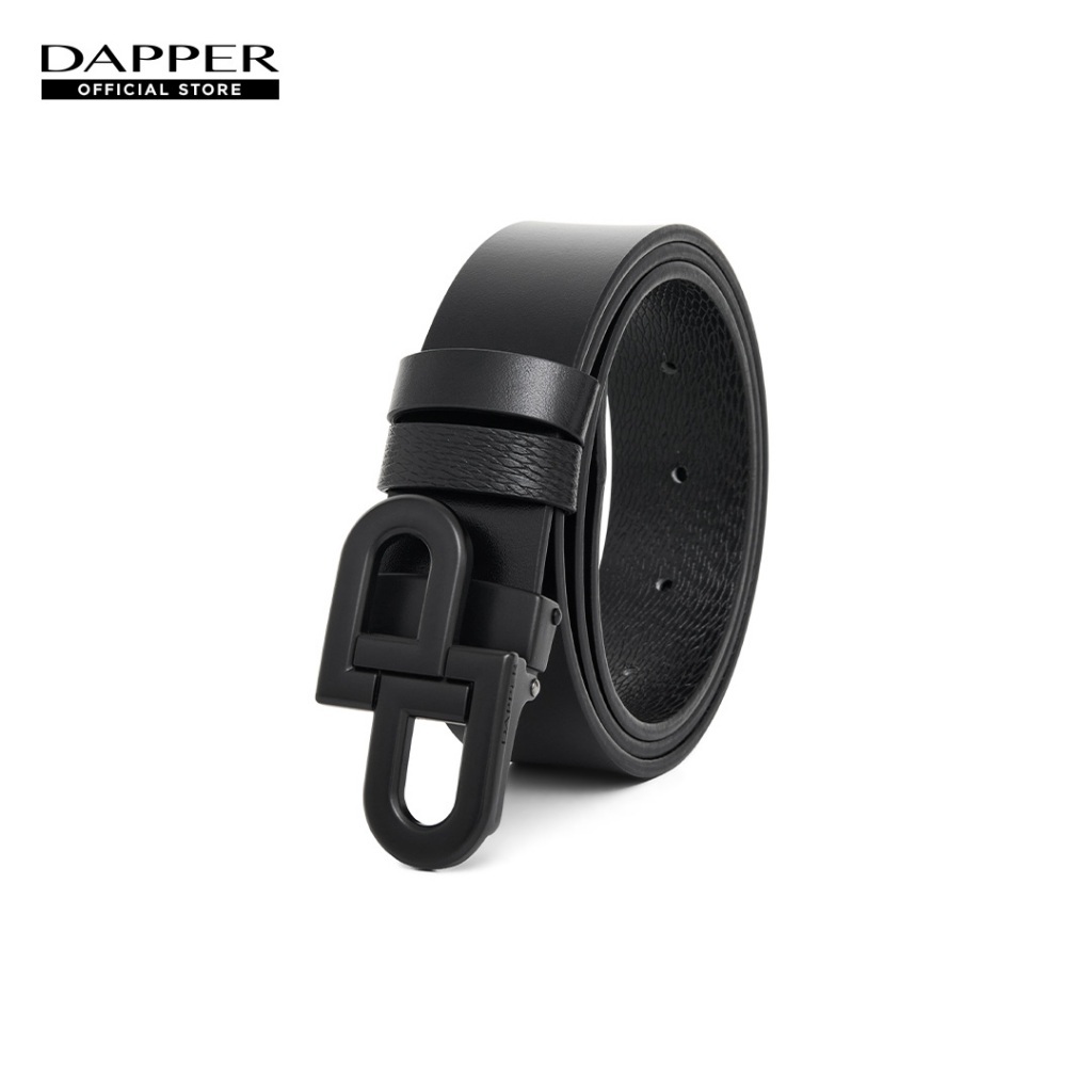 DAPPER حزام جلد طبيعي Iconic بإبزيم مطفي — أسود
