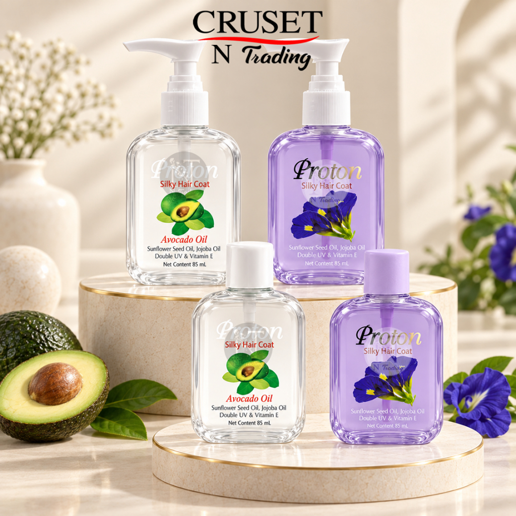 (Cruset) Proton Silky Hair Coat | โปรตอน ซิลกี้ แฮร์โคท | หัวปั๊ม และเติม | อะโวคาโด และอัญชัน | เซรั่มบำรุงผม 85 ml
