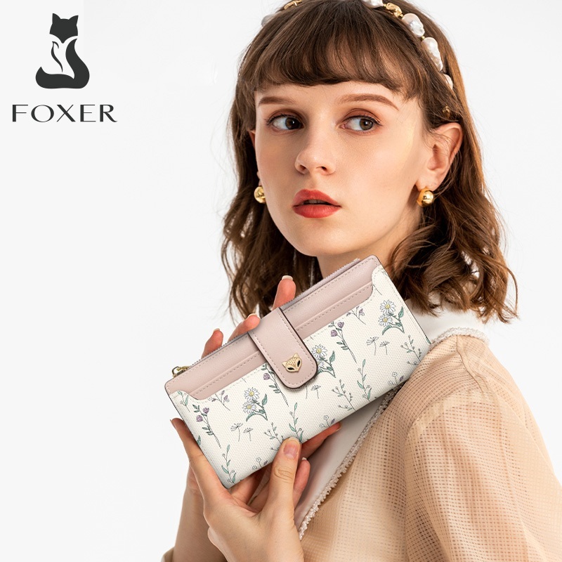 FOXER محفظة نسائية طويلة مطبوعة بالزهور — صورة 3