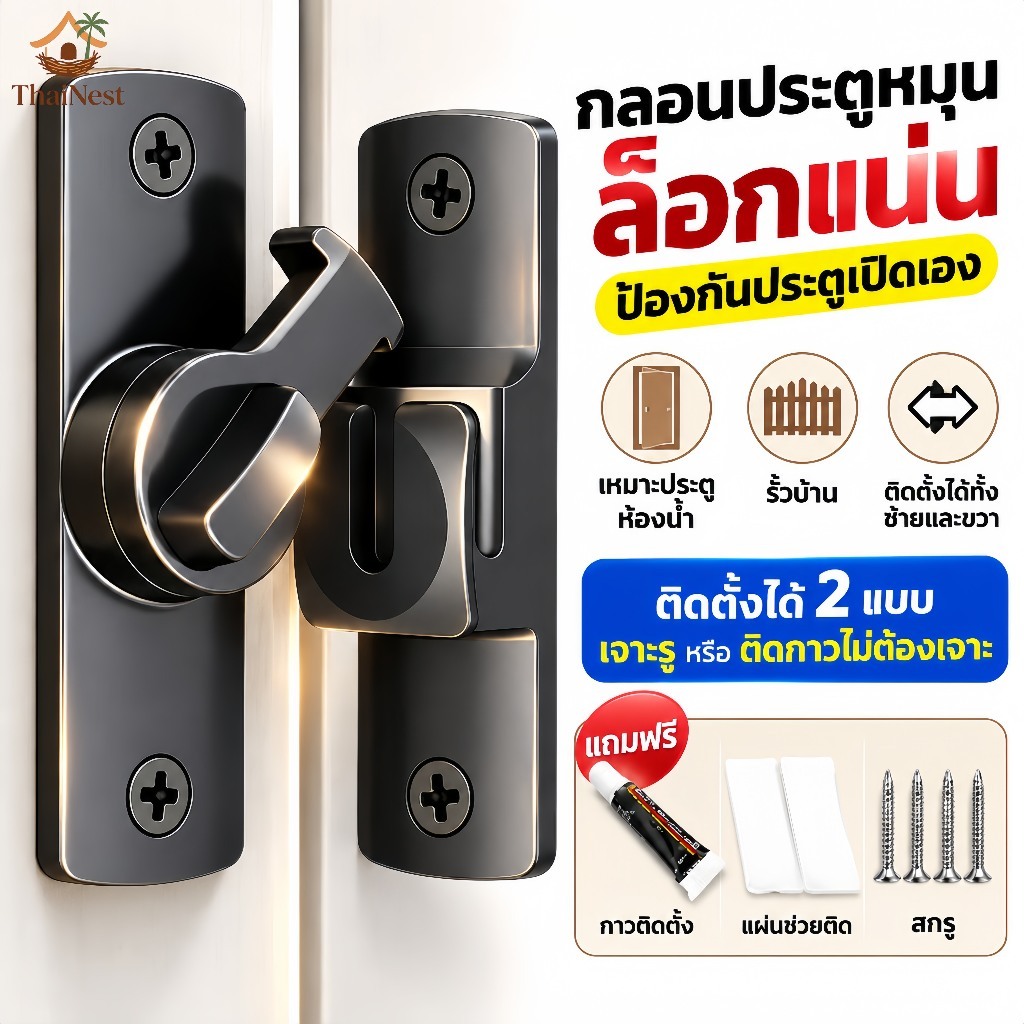 กลอนสับประตู กลอนสับบานเลื่อน กลอนสับหน้าต่าง สแตนเลสแท้ เข็มขัดล็อคประตูบานเลื่อนล็อค