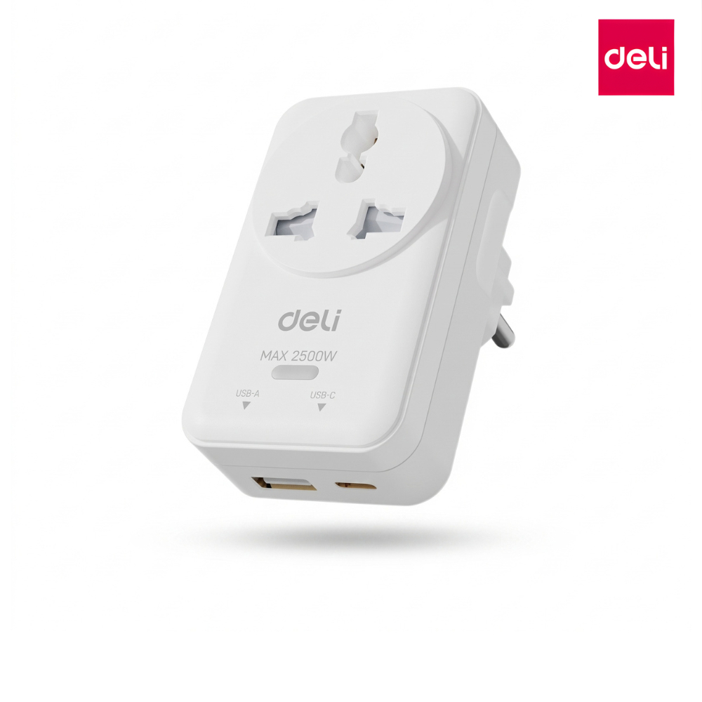 ปลั๊กแปลง หัวแปลงปลั๊กไฟ  Adapter USB Tpye-c สูงสุด 2500W วัตต์ ชาร์จเร็ว 12W 20W Simple_office