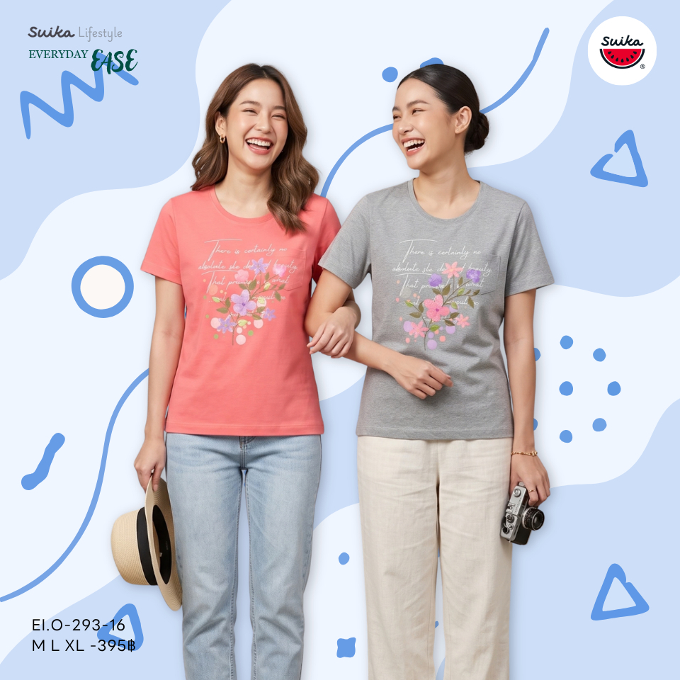 เสื้อแตงโม (SUIKA) - เสื้อยืดคอกลมแขนสั้น ผ้าอินเตอร์ล็อก ลายIM'CATTING ( EI.O-293 316 255 338 201 ) — صورة 7