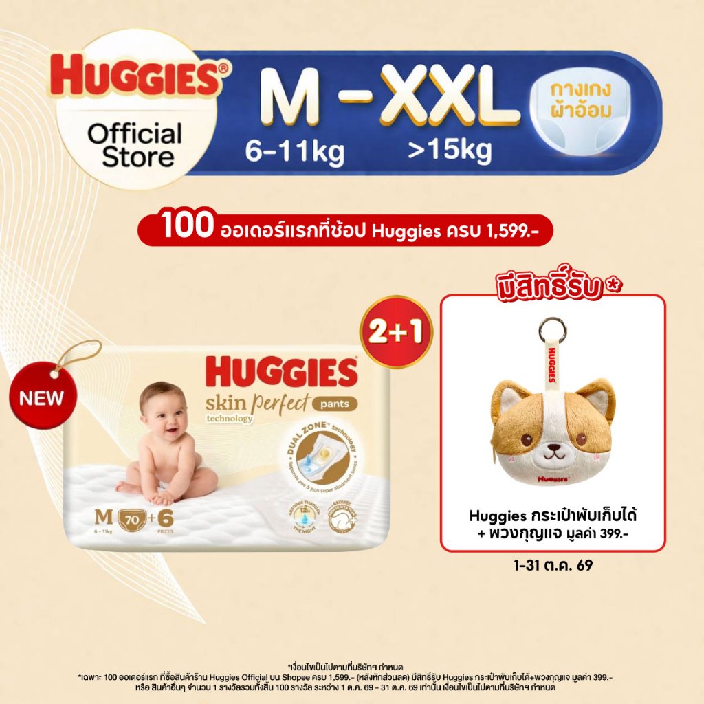 [ยกลัง] Huggies Skin Perfect Technology Pants ผ้าอ้อมเด็ก แบ