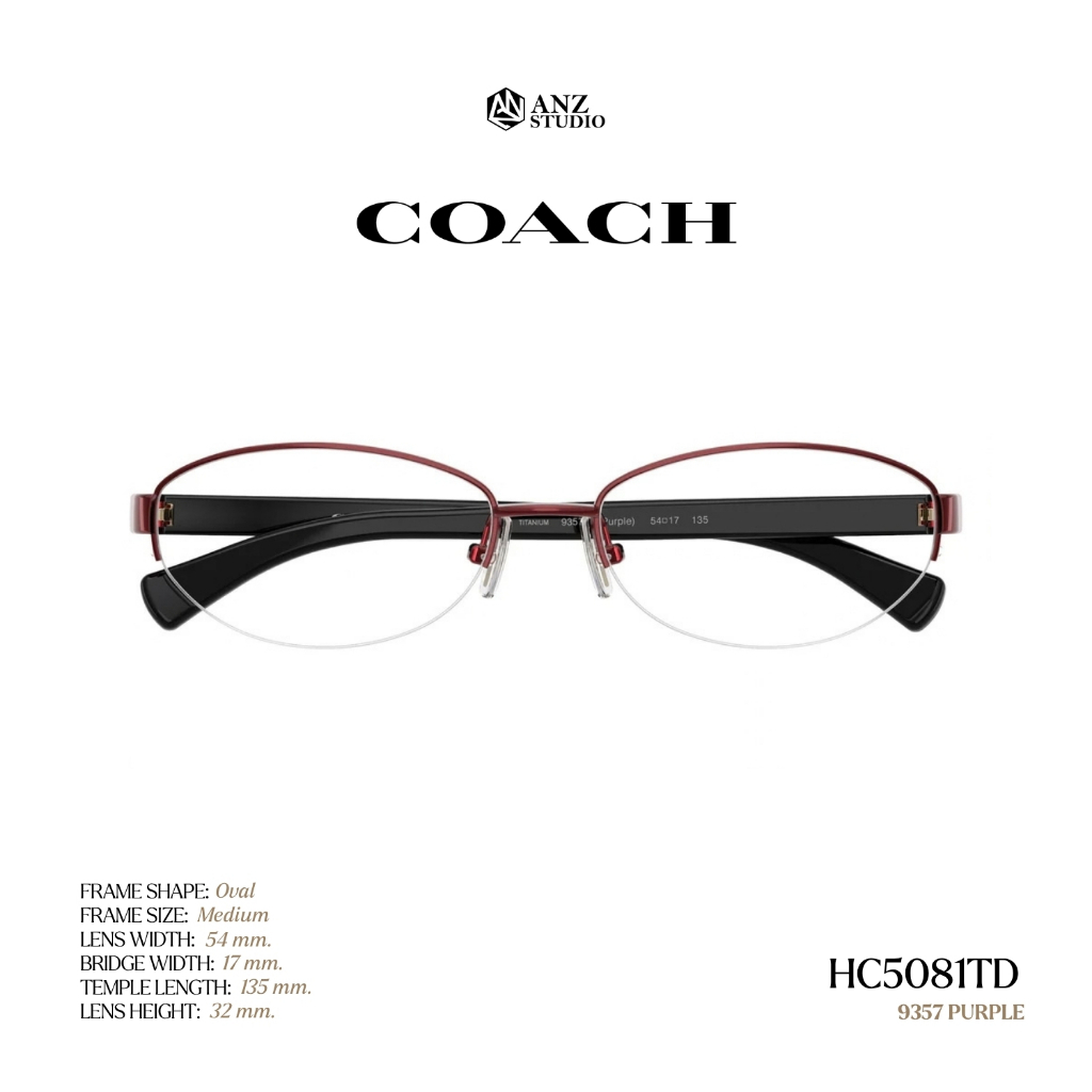 COACH إطار نظارة بيضاوي نصف إطار HC5081TD — صورة 7