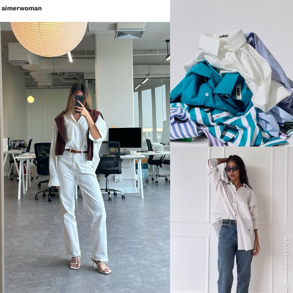 เสื้อเชิ้ต AIMERWOMAN ขาวลายริ้วค่ะ