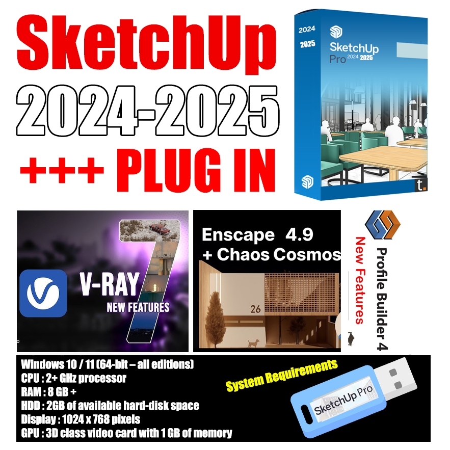 SketchUp Pro 2024-2025++Plug In (ส่งUSB)(Windows)