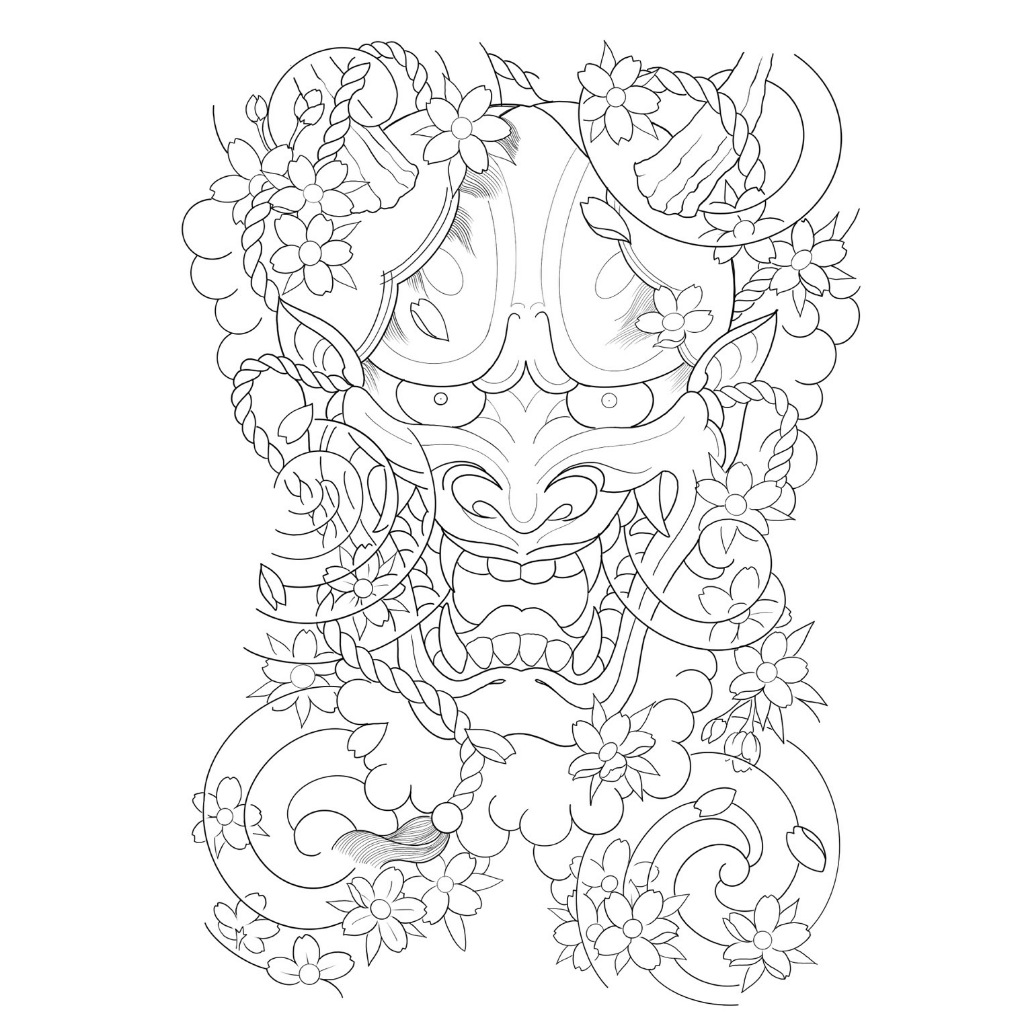 แบบสักเต็มหลังปริ้น ขนาดA4 จำนวน4แผ่น พร้อมกระดาษลอกลาย1แผ่น