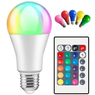 หลอดไฟอัจฉริยะ LED โคมไฟเปลี่ยนสี E27 10/15W หลอดไฟเปลียนสี ไฟตกแต่ง ประหยัดไฟ เปลี่ยนได้16สี