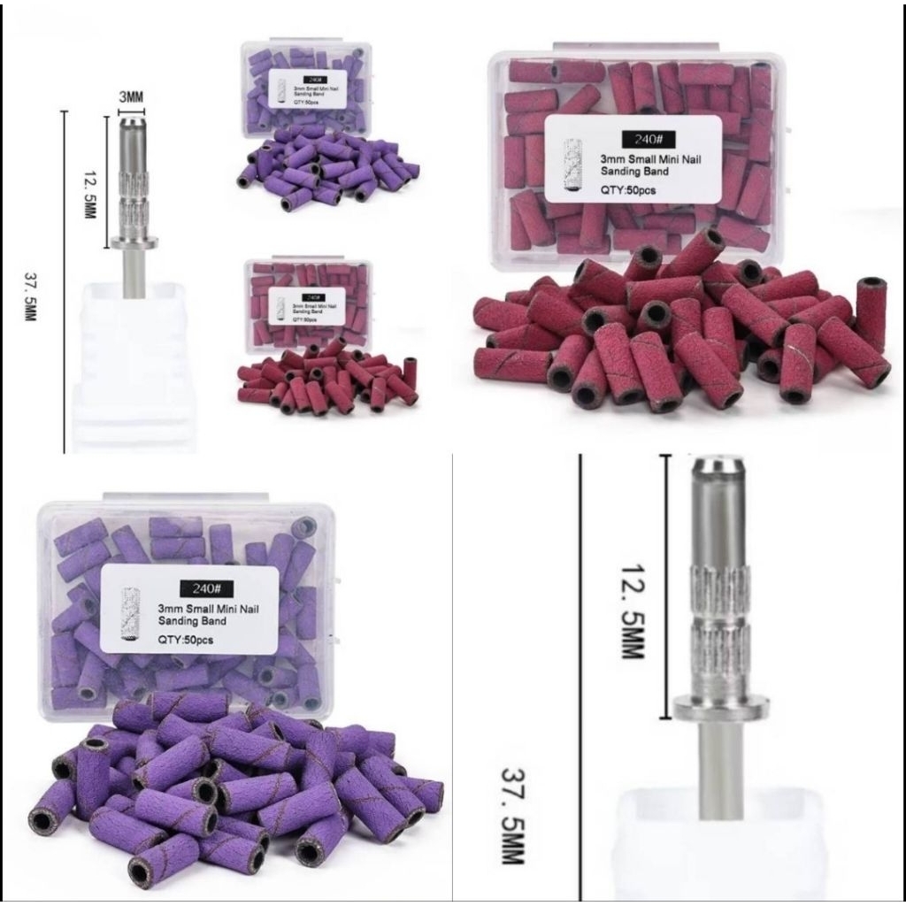 หลายตัวเลือก เซตหัวเจียกระดาษทราย 3mm./หัวเจียร์แกน ใช้ถอดสีเล็บเจล เล็บต่อ เตรียมหน้าเล็บ พร้อมส่ง