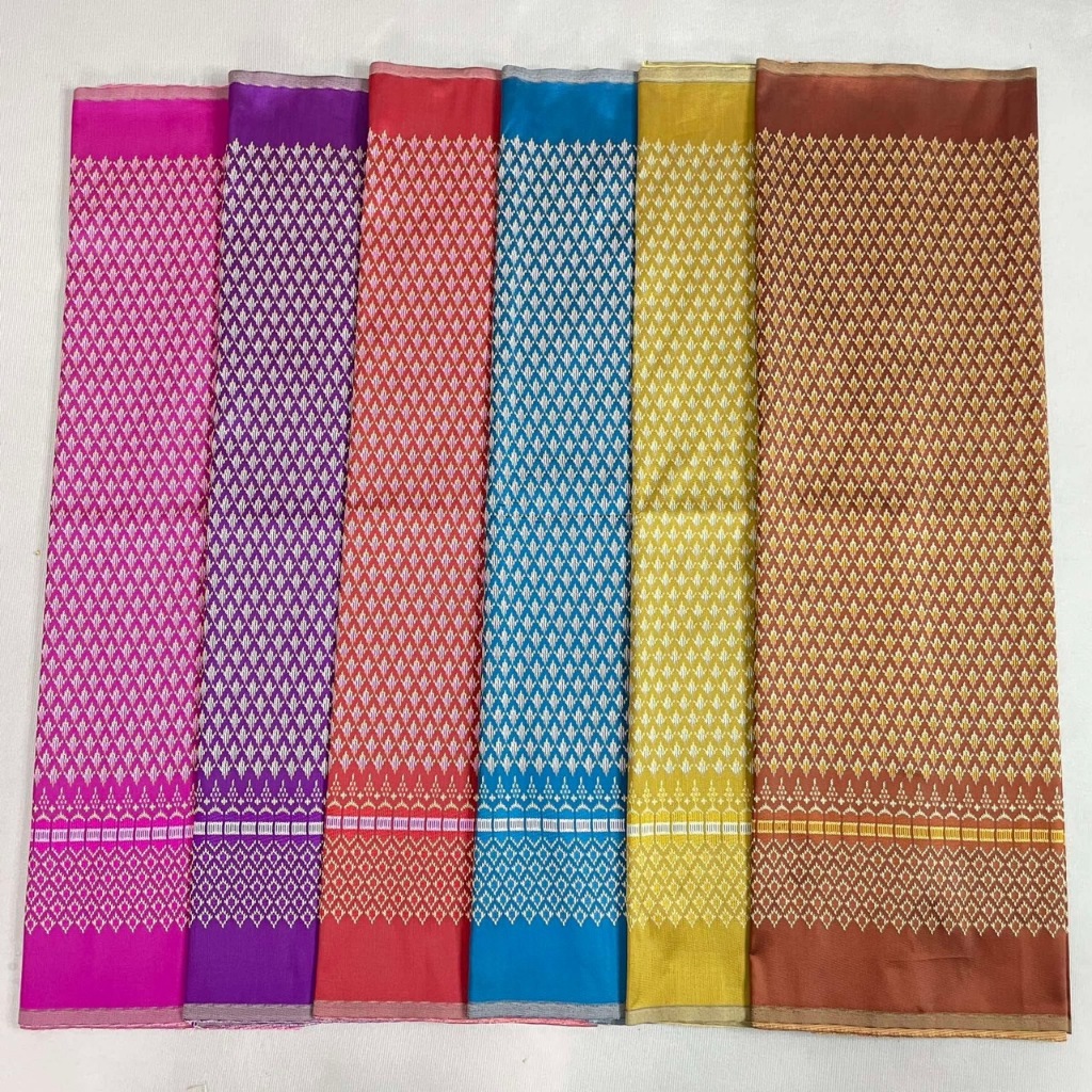 (ขายเฉพาะลาย) ไหมแพรทิพย์ลายสร้อยดอกหมาก อบอาบน้ำยาแล้ว ไม่หดไม่ย้วย สีไม่ตก