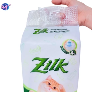 [หิ้ว] ZILK ซิลค์ กระดาษทิชชู่เช็ดหน้าแบบแขวน ห่อละ 320 ดึง หนา 4 ชั้น แถมตะขอแขวน