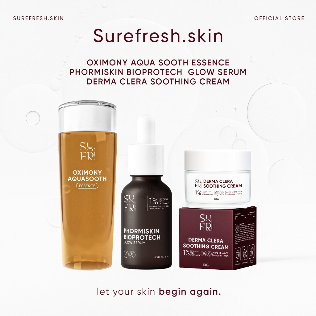 [Official] เซ็ทสินค้า 3 ชิ้น น้ำตอบมอยส์ล่องหน+เซรั่มเอ็กโซโกลว์+ครีมสเต็มเซลล์ SUREFRESH SKIN