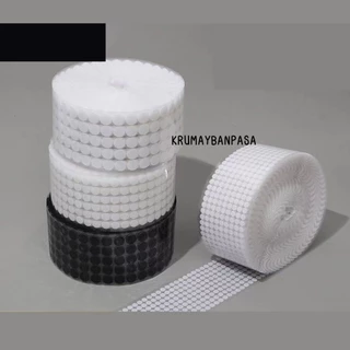 500คู่ พร้อมส่งในไทย ตีนตุ๊กแกวงกลมสีขาว กาวในตัว (1cm., 1.5 cm., 2cm., 2.5cm., 3cm.) 500คู่/แพ็ค