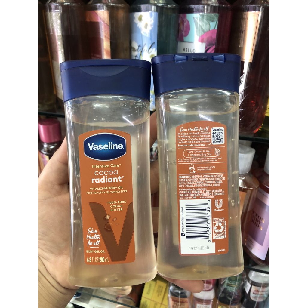 ออยVaseline Intensive care Cocoa Radiant Body Oil 200ml.