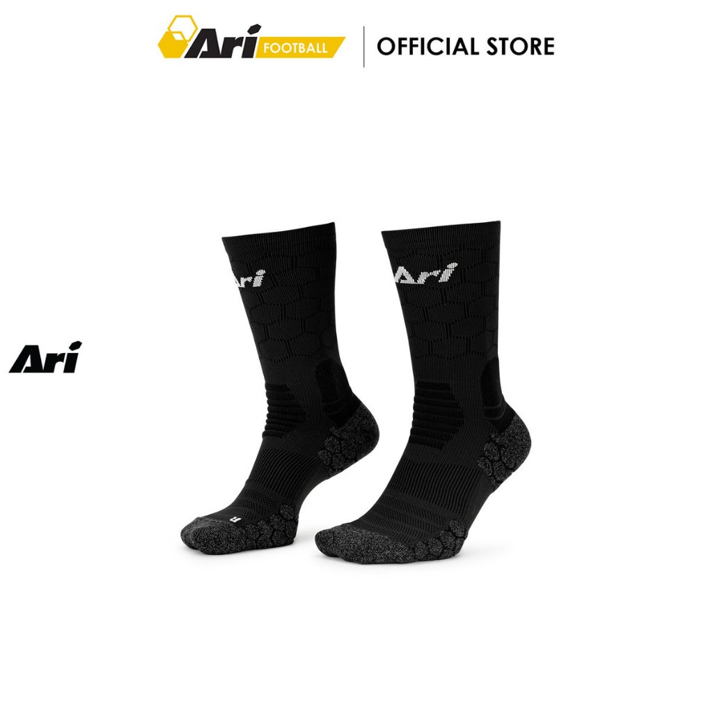 ARI ELITE FOOTBALL CREW SOCKS - BLACK (AHW1279-01) ถุงเท้าครึ่งแข้ง อาริ ELITE FOOTBALL สีดำ