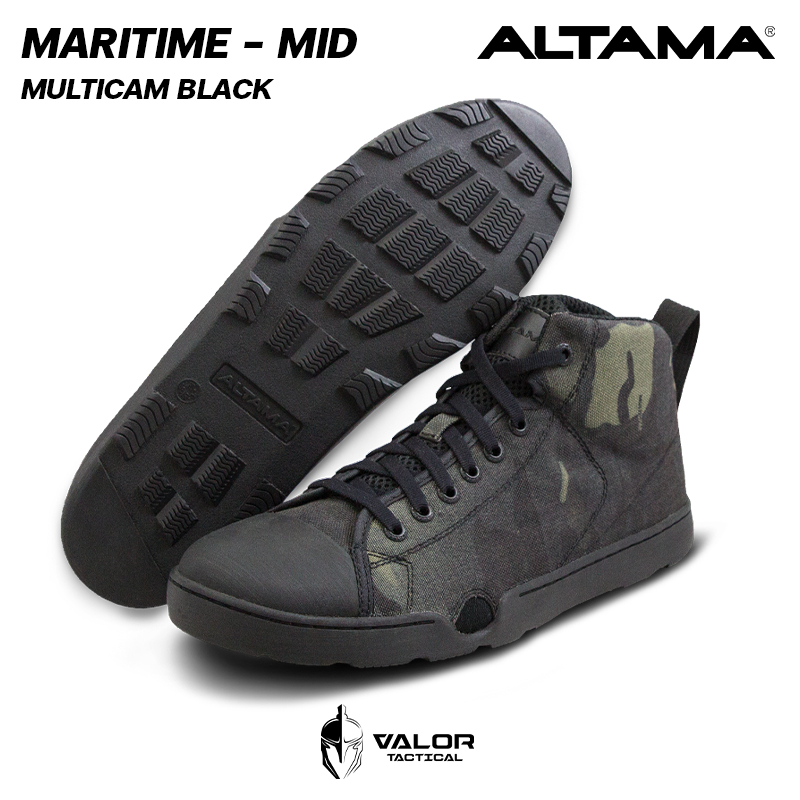 Altama - Maritime Mid Wide [Multicam Black] รองเท้ายุทธวิธี มีรูระบายน้ำ และที่ล็อกตีนกบ รองเท้าผ้าใ