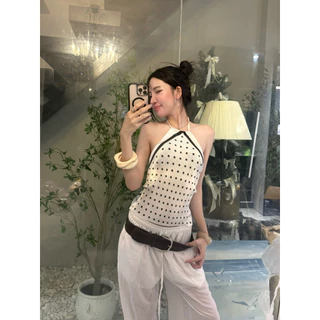 เสื้อผูกคอสั้นอัดพลีท ฟรีไซร์ เซกซี่โชว์หลัง ใส่สบาย ไม่ต้องรีด