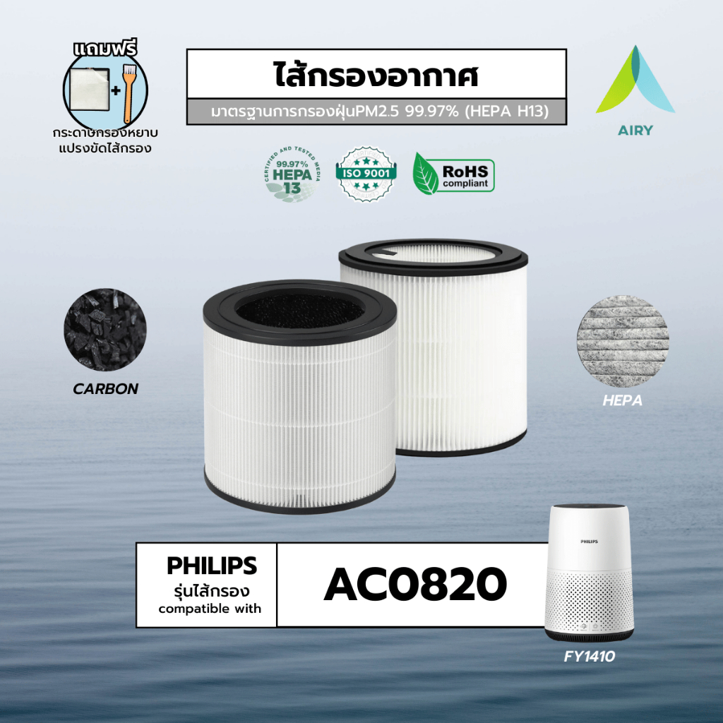 (H13 เกรดการแพทย์) Philips FY0194 AC0820 ไส้กรองอากาศ ไส้กรอง กรอง อากาศ PM2.5 แบคทีเรีย กลิ่น ไวรัส