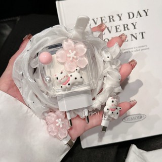 ชุดถนอมสายชาร์จ ลาย แมวดอกไม้ชมพู ชุดตกเเต่งสายชาร์จ สำหรับ …