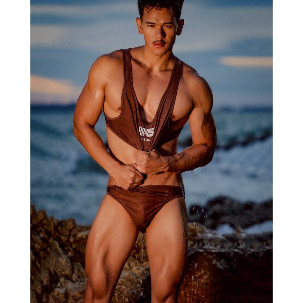 SW412 men's bodysuit awesomeswimwear ชุดว่ายน้ำบอดี้สูทชาย Awesome sport — صورة 6